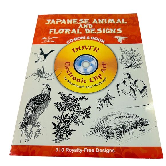 Japanese Animal and Floral 310 Designs Dover Clip Art CD Book 2006 NEW - Picture 1 of 5